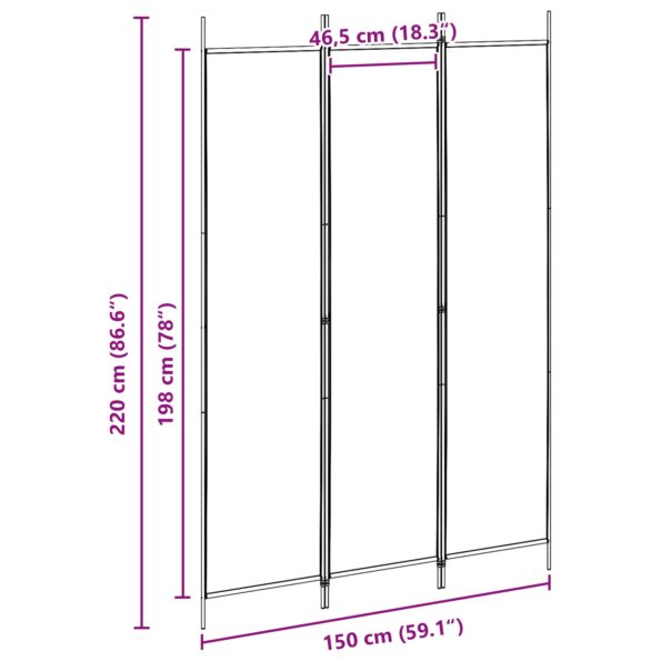 vidaXL 3-panelový paravan Béžová 150 x 220 cm Látka – Obrázok 8