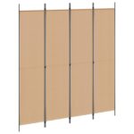 vidaXL 4-panelový rozdeľovač miestnosti Béžová 200 x 220 cm Látka – Obrázok 2