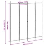 vidaXL 4-panelový rozdeľovač miestnosti Béžová 200 x 220 cm Látka – Obrázok 8