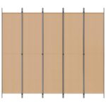 vidaXL 5-panelový paraván Béžová 250 x 220 cm Látka – Obrázok 4