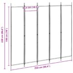 vidaXL 5-panelový paraván Béžová 250 x 220 cm Látka – Obrázok 8