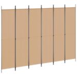 vidaXL 6-panelový paraván Béžová 300 x 220 cm Látka – Obrázok 2