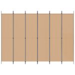 vidaXL 6-panelový paraván Béžová 300 x 220 cm Látka – Obrázok 4
