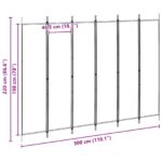 vidaXL 6-panelový paraván Béžová 300 x 220 cm Látka – Obrázok 8