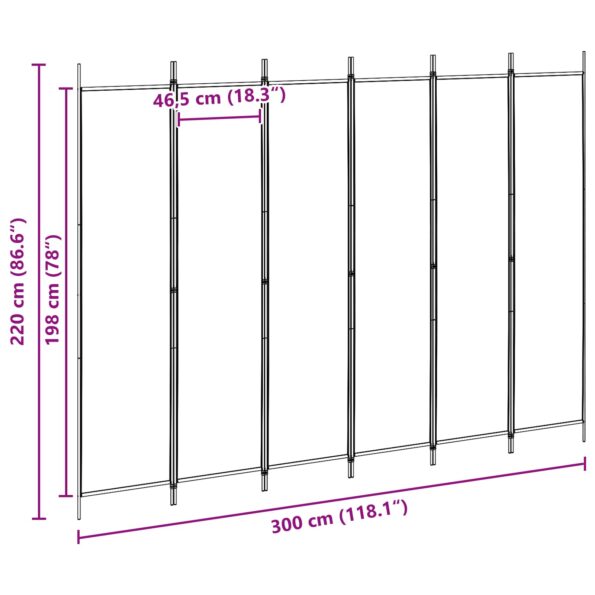 vidaXL 6-panelový paraván Béžová 300 x 220 cm Látka – Obrázok 8