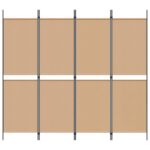 vidaXL 4-panelový paraván Béžová 200 x 180 cm Látka – Obrázok 4