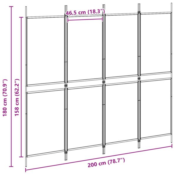 vidaXL 4-panelový paraván Béžová 200 x 180 cm Látka – Obrázok 8