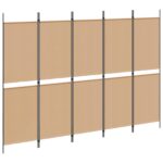 vidaXL 5-panelový paravan Béžová 250 x 180 cm Látka – Obrázok 2