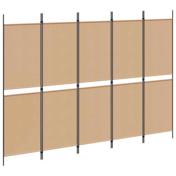 vidaXL 5-panelový paravan Béžová 250 x 180 cm Látka – Obrázok 2