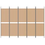 vidaXL 5-panelový paravan Béžová 250 x 180 cm Látka – Obrázok 4