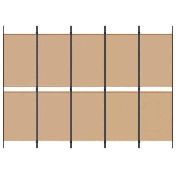 vidaXL 5-panelový paravan Béžová 250 x 180 cm Látka – Obrázok 4