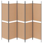 vidaXL 5-panelový paravan Béžová 250 x 180 cm Látka – Obrázok 6