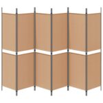 vidaXL 6-panelový paraván Béžová 300 x 180 cm Látka – Obrázok 6