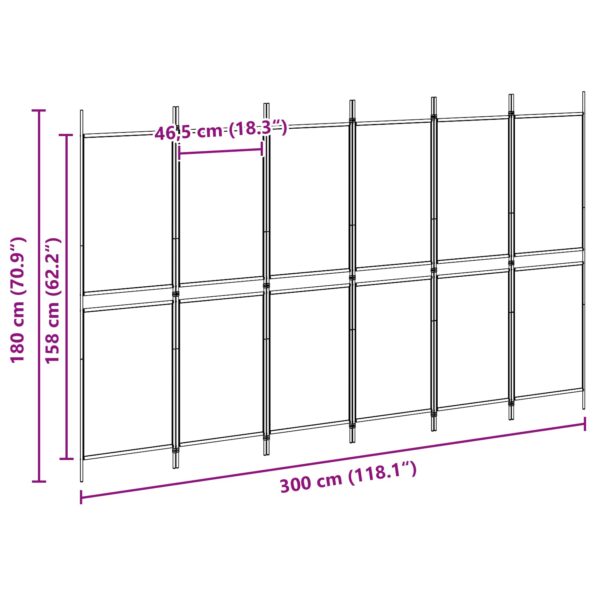 vidaXL 6-panelový paraván Béžová 300 x 180 cm Látka – Obrázok 8