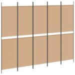 vidaXL 5-panelový paravan Béžová 250 x 200 cm Látka – Obrázok 2