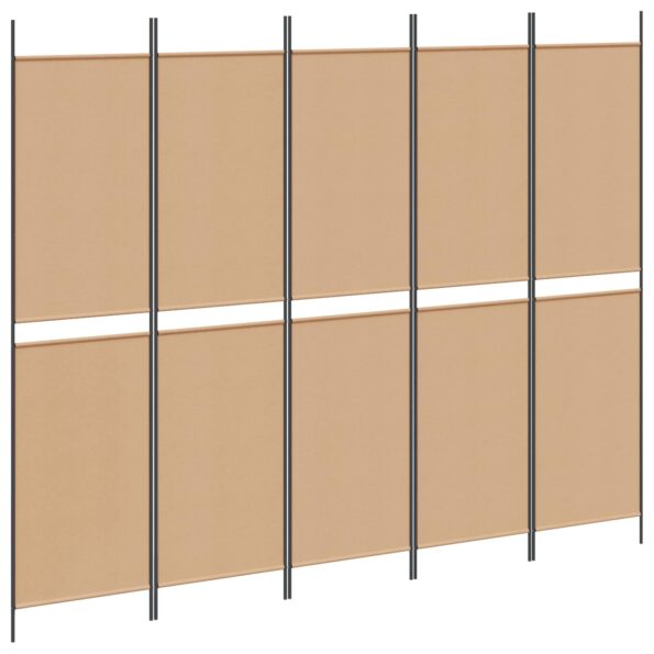 vidaXL 5-panelový paravan Béžová 250 x 200 cm Látka – Obrázok 2