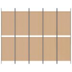vidaXL 5-panelový paravan Béžová 250 x 200 cm Látka – Obrázok 4