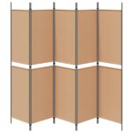 vidaXL 5-panelový paravan Béžová 250 x 200 cm Látka – Obrázok 6