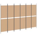 vidaXL 6-panelový paraván Béžová 300 x 200 cm Látka – Obrázok 2