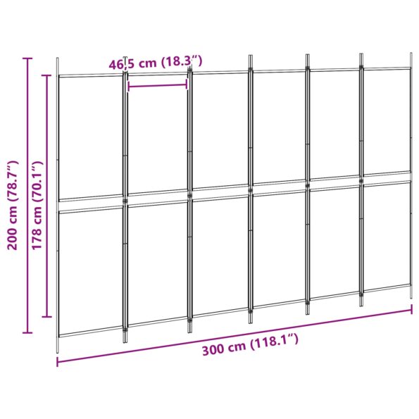 vidaXL 6-panelový paraván Béžová 300 x 200 cm Látka – Obrázok 8