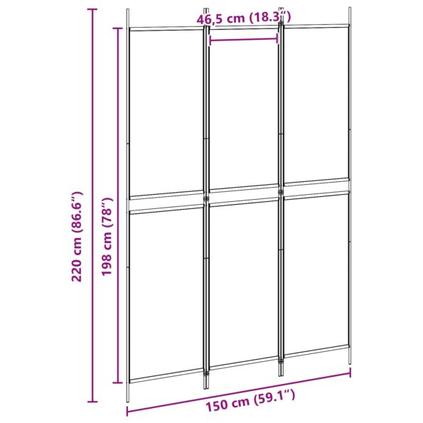 vidaXL 3-panelový paravan Béžová 150 x 220 cm Látka – Obrázok 8