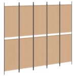 vidaXL 5-panelový paraván Béžová 250 x 220 cm Látka – Obrázok 2