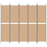 vidaXL 5-panelový paraván Béžová 250 x 220 cm Látka – Obrázok 4