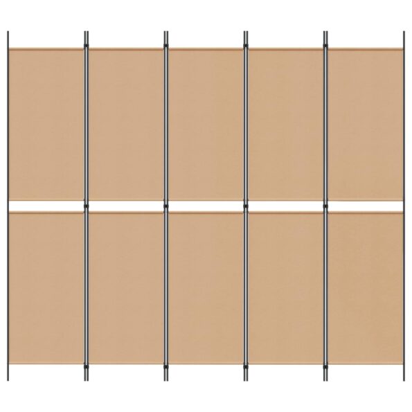vidaXL 5-panelový paraván Béžová 250 x 220 cm Látka – Obrázok 4