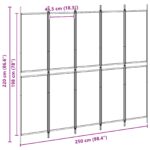 vidaXL 5-panelový paraván Béžová 250 x 220 cm Látka – Obrázok 8
