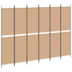 vidaXL 6-panelový paraván Béžová 300 x 220 cm Látka – Obrázok 2
