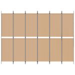 vidaXL 6-panelový paraván Béžová 300 x 220 cm Látka – Obrázok 4