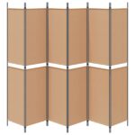 vidaXL 6-panelový paraván Béžová 300 x 220 cm Látka – Obrázok 6