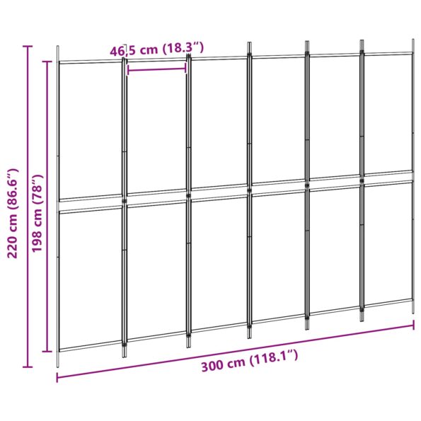 vidaXL 6-panelový paraván Béžová 300 x 220 cm Látka – Obrázok 8