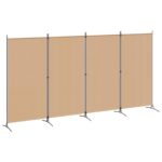 vidaXL 4-panelový rozdeľovač miestnosti Béžová 346 x 180 cm Látka – Obrázok 2