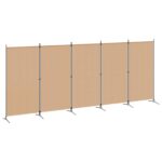 vidaXL 5-panelový paraván Béžová 433 x 180 cm Látka – Obrázok 2