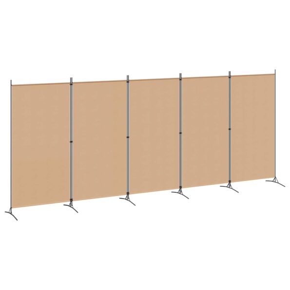 vidaXL 5-panelový paraván Béžová 433 x 180 cm Látka – Obrázok 2