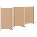 vidaXL 6-panelový paraván Béžová 520 x 180 cm Látka – Obrázok 3