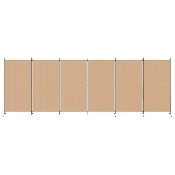 vidaXL 6-panelový paraván Béžová 520 x 180 cm Látka – Obrázok 4