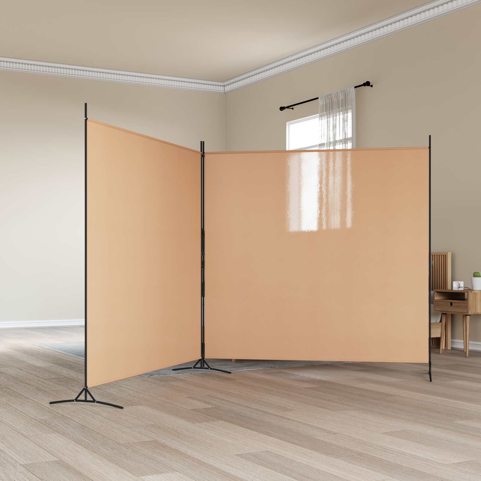 42039231_1.jpg vidaXL 2-panelový rozdeľovač miestnosti Béžová 348 x 180 cm Látka – Obrázok 1