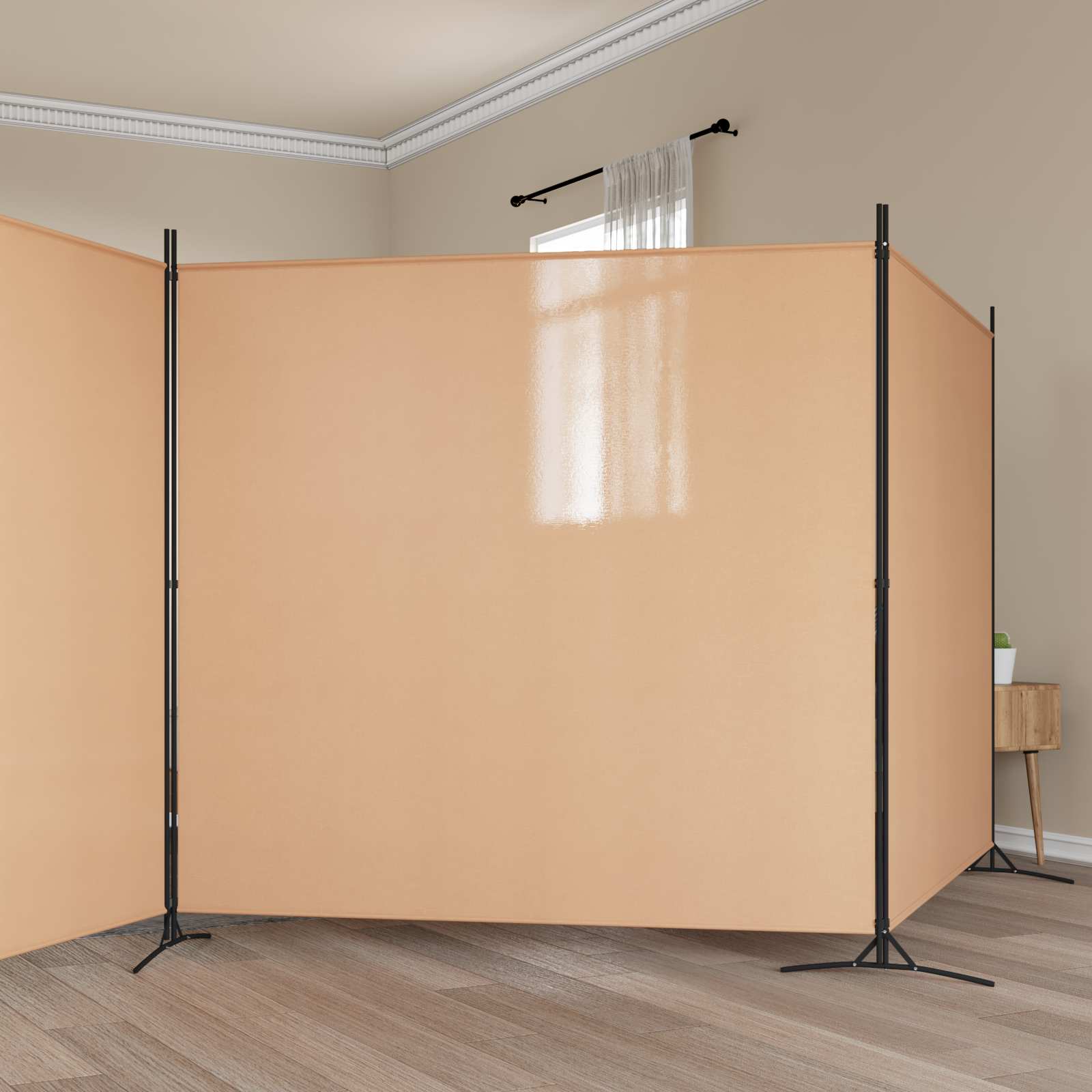 42039232_1.jpg vidaXL 4-panelový rozdeľovač miestnosti Béžová 525 x 180 cm Látka – Obrázok 1
