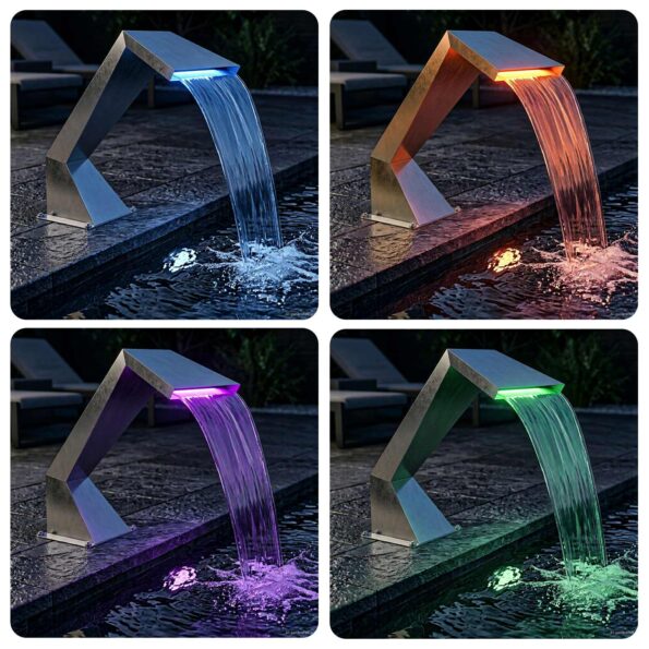 vidaXL Vodopád do bazéna s RGB LED diódami Nehrdzavejúca oceľ – Obrázok 4
