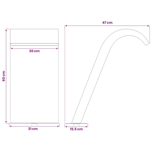 vidaXL Fontána pri bazéne Strieborná 47 x 31 x 60 cm – Obrázok 9