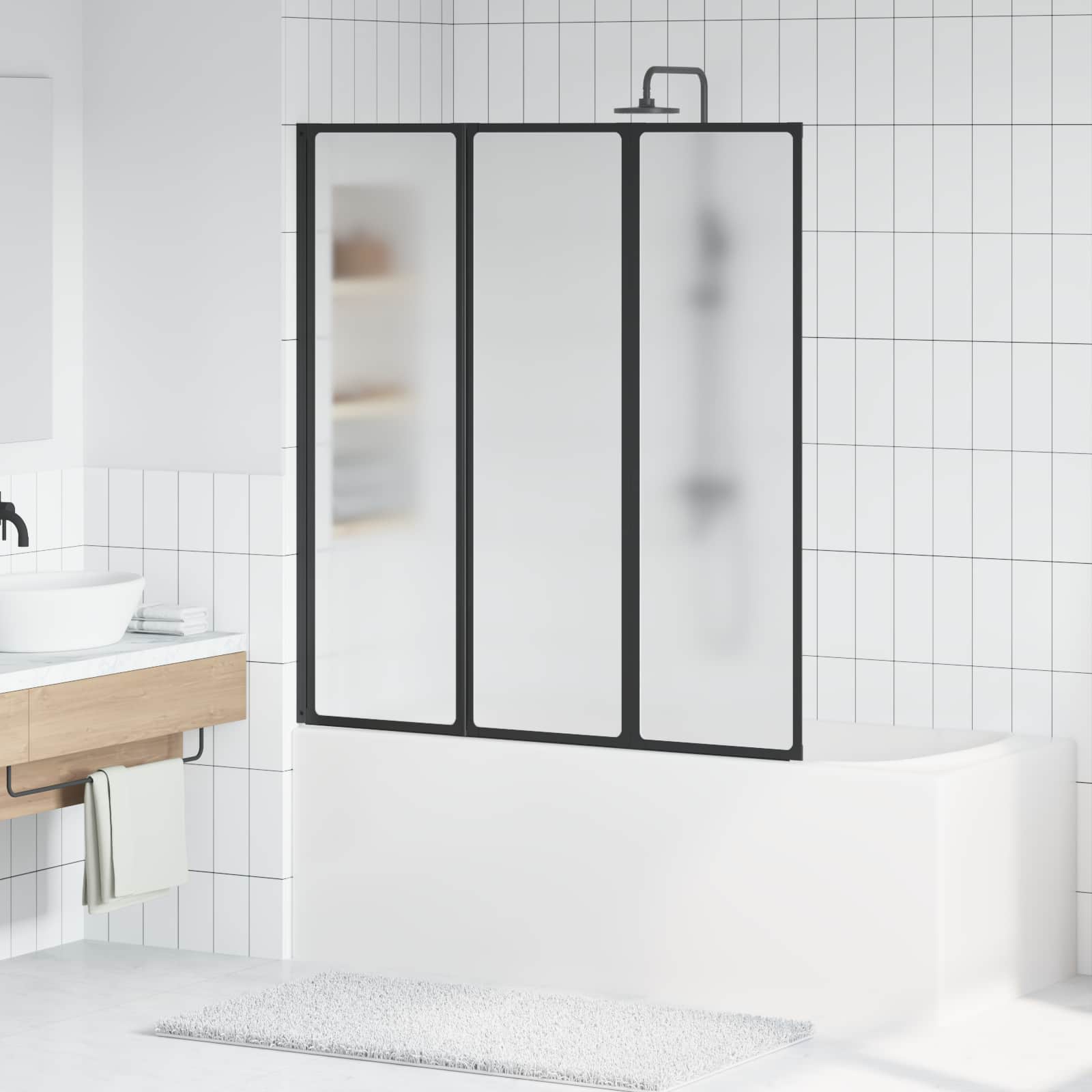 42039805_1.jpg vidaXL Skladací sprchový panel Čierna a úplná mráz 132 x 2 x 140 cm – Obrázok 1