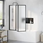 vidaXL Skladací sprchový panel Čierna a úplná mráz 132 x 2 x 140 cm – Obrázok 3