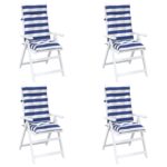 vidaXL Vankúš na vonkajšie použitie 4 pcs Modrá a biela Látka – Obrázok 3