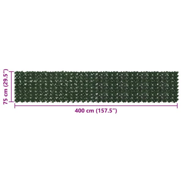 vidaXL Balkónový plôtik s listami Tmavozelená 400 x 75 cm – Obrázok 5