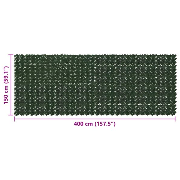 vidaXL Balkónový plôtik s listami Tmavozelená 400 x 150 cm – Obrázok 5
