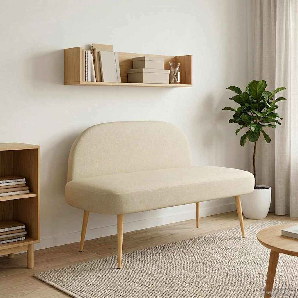 42040763_1.jpg vidaXL čalúnená lavica so spätným opierkom Krémová 110 x 60 x 76 cm – Obrázok 1