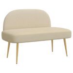 vidaXL čalúnená lavica so spätným opierkom Krémová 110 x 60 x 76 cm – Obrázok 2
