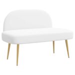 vidaXL čalúnená lavica so spätným opierkom Biela 110 x 60 x 76 cm – Obrázok 2